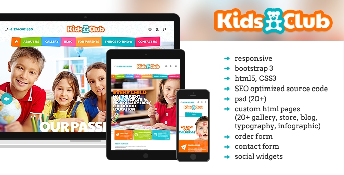 Kids Club website template image