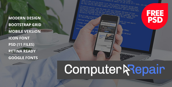 Computer repair free psd template image