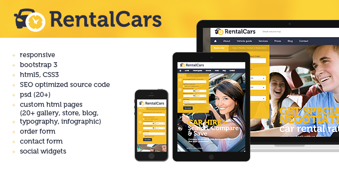 Rental Cars Html5 template's preview