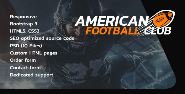 American football html5 template