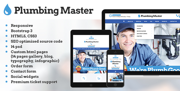 Plumbing Master html5 website template image